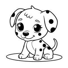 Simple vector illustration of Dalmatian drawing for children page