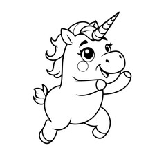 Cute vector illustration Unicorn for kids colouring page