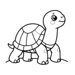 Vector illustration of a cute Turtle drawing for children page