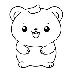 Fototapeta premium Vector illustration of a cute Kawaii doodle colouring activity for kids
