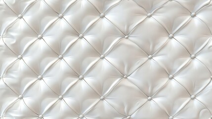 A white leather tufted upholstery with button details