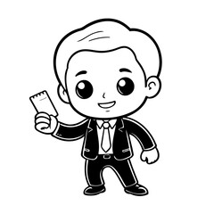 Simple vector illustration of Businessman outline for colouring page