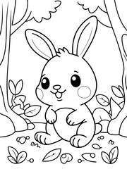Simple vector illustration of bunny colouring page for kids
