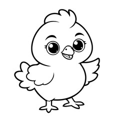 Simple vector illustration of Chicken drawing for children page