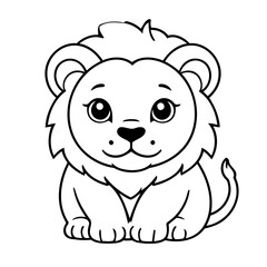 Cute vector illustration Lion drawing for toddlers colouring page