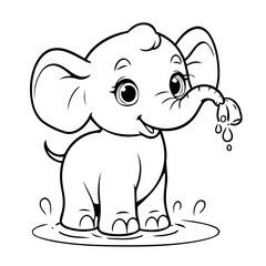 Simple vector illustration of Elephant for kids coloring page