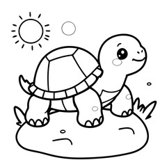 Vector illustration of a cute Turtle doodle for children worksheet