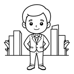 Cute vector illustration Businessman hand drawn for kids page