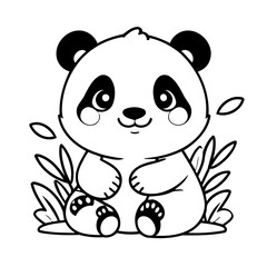 Cute vector illustration Panda for toddlers colouring page
