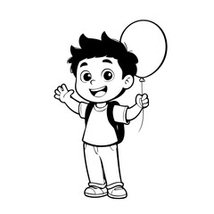 Vector illustration of a cute Boy doodle for toddlers colouring page