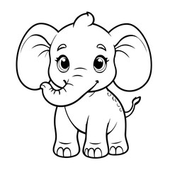 Cute vector illustration Elephant colouring page for kids
