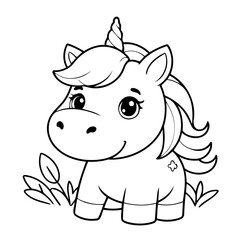 Cute vector illustration Unicorn for kids colouring worksheet