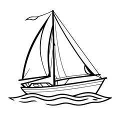 Simple vector illustration of Sailboat for kids colouring worksheet