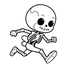 Cute vector illustration Skeleton drawing for toddlers colouring page