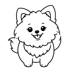Naklejka premium Cute vector illustration Pomerian doodle for toddlers colouring page
