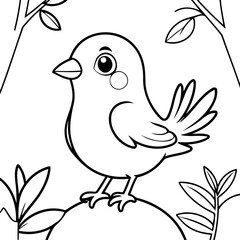 Cute vector illustration Bird doodle for kids colouring page