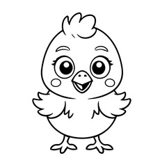 Cute vector illustration Chicken drawing for kids colouring page