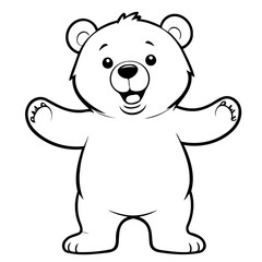 Cute vector illustration Bear hand drawn for kids page