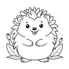 Cute vector illustration Hedgehog hand drawn for kids coloring page