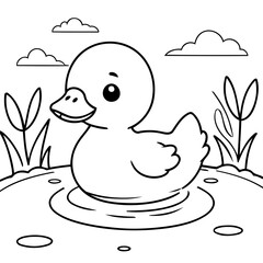 Simple vector illustration of Duck drawing for children page