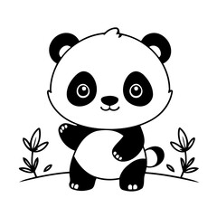 Fototapeta premium Simple vector illustration of Panda for kids coloring page