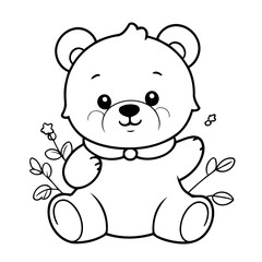 Vector illustration of a cute Bear doodle for toddlers worksheet