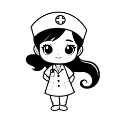 Vector illustration of a cute Surgeon doodle for kids colouring page