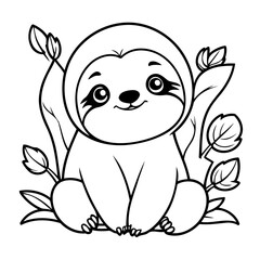 Cute vector illustration Sloth drawing for children page