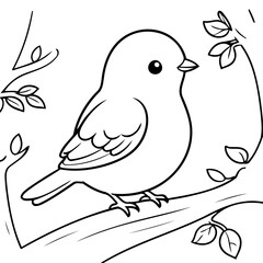 Cute vector illustration Bird drawing for kids page