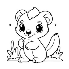 Vector illustration of a cute Skunk drawing for toddlers book