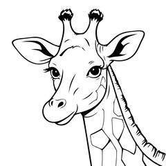 Simple vector illustration of Giraffe drawing for kids colouring page