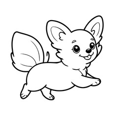 Vector illustration of a cute Papillon doodle for kids colouring page