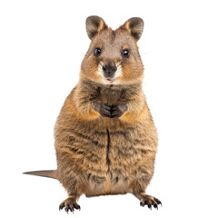 Obraz premium A kangaroo stands upright in front of a plain white backdrop, a Beaver Isolated on a whitePNG Background