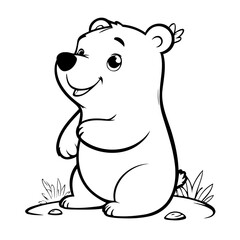 Simple vector illustration of Bear hand drawn for kids page