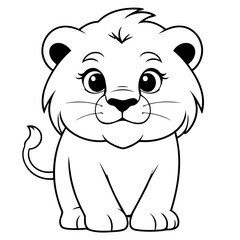 Vector illustration of a cute Lion doodle for toddlers coloring activity