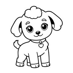 Cute vector illustration Poodle doodle for kids colouring page