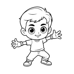 Simple vector illustration of Boy drawing for children page