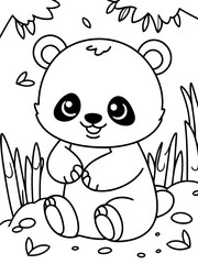 Simple vector illustration of Panda doodle for toddlers worksheet