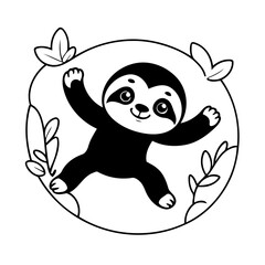 Cute vector illustration Sloth drawing for toddlers coloring activity