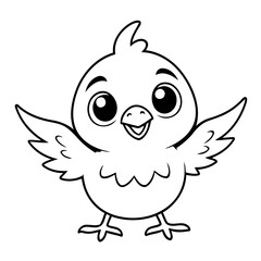 Simple vector illustration of Bird drawing colouring activity