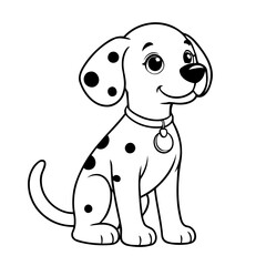 Vector illustration of a cute Dalmatian drawing for kids page