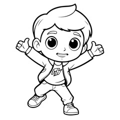 Cute vector illustration Boy for kids colouring worksheet