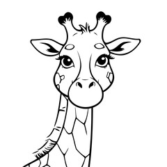Cute vector illustration Giraffe drawing for toddlers colouring page