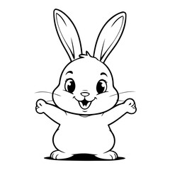 Cute vector illustration Rabbit drawing for colouring page