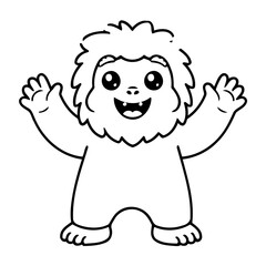 Simple vector illustration of Yeti drawing for toddlers coloring activity