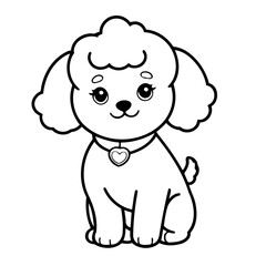 Cute vector illustration Poodle drawing for toddlers colouring page
