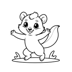 Simple vector illustration of Skunk hand drawn for kids page