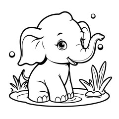 Simple vector illustration of Elephant hand drawn for toddlers