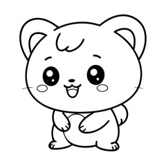 Vector illustration of a cute Kawaii doodle colouring activity for kids