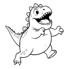 Simple vector illustration of Dino drawing for toddlers colouring page